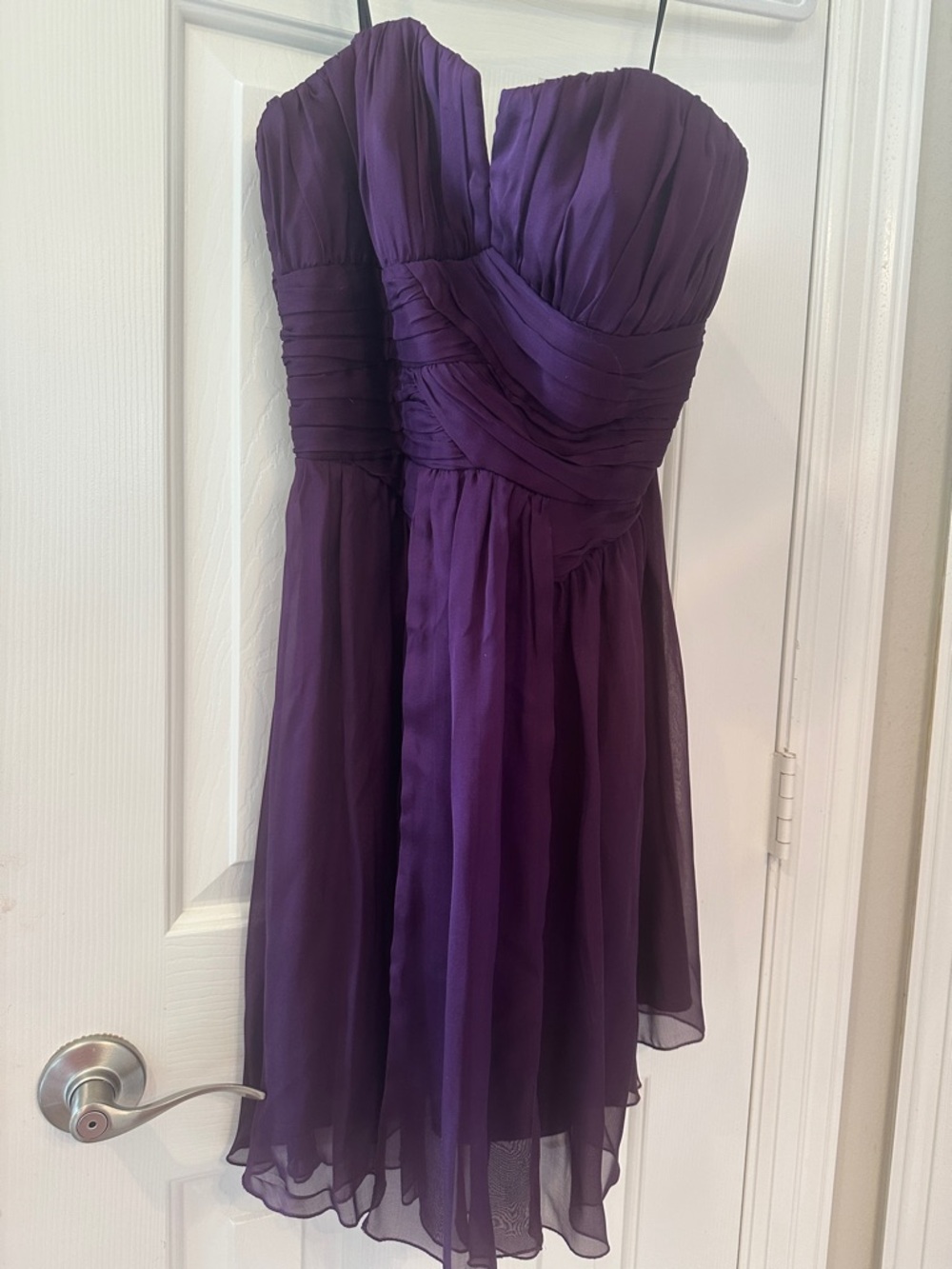 ABS Allen Schwartz Strapless Chiffon Dress in Deep Purple